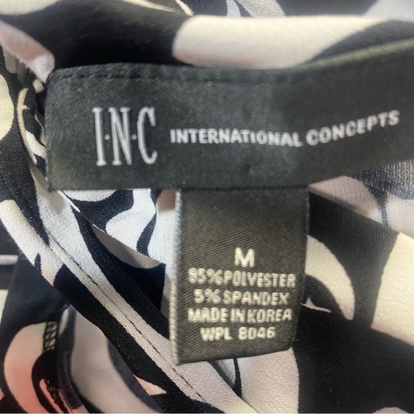 INC International Concepts Halter Dress Black White Swirl Print Size M - Picture 4 of 8